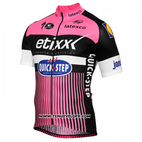 2016 Maillot Ciclismo Etixx Quick Step Rose et Noir Manches Courtes et Cuissard